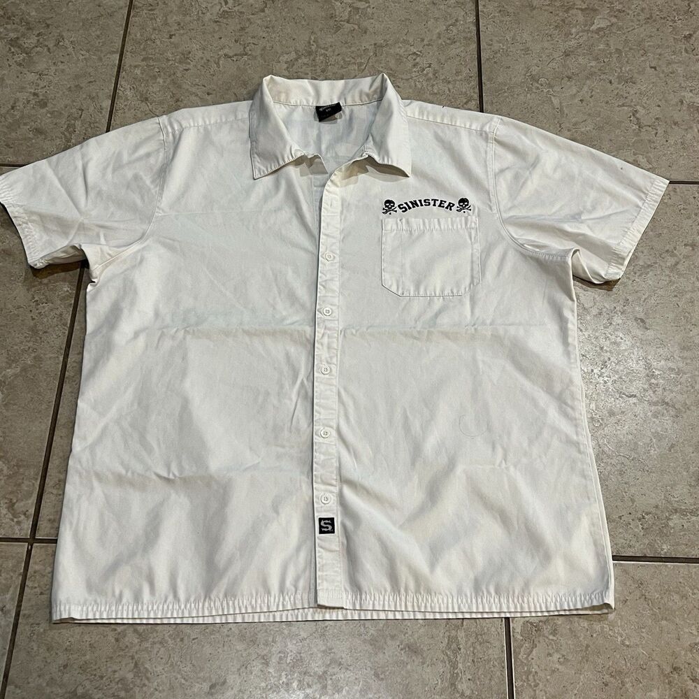 Sinister Brand White Short Sleeve Shirt Men’s XXLarge Skulls‎ Snake